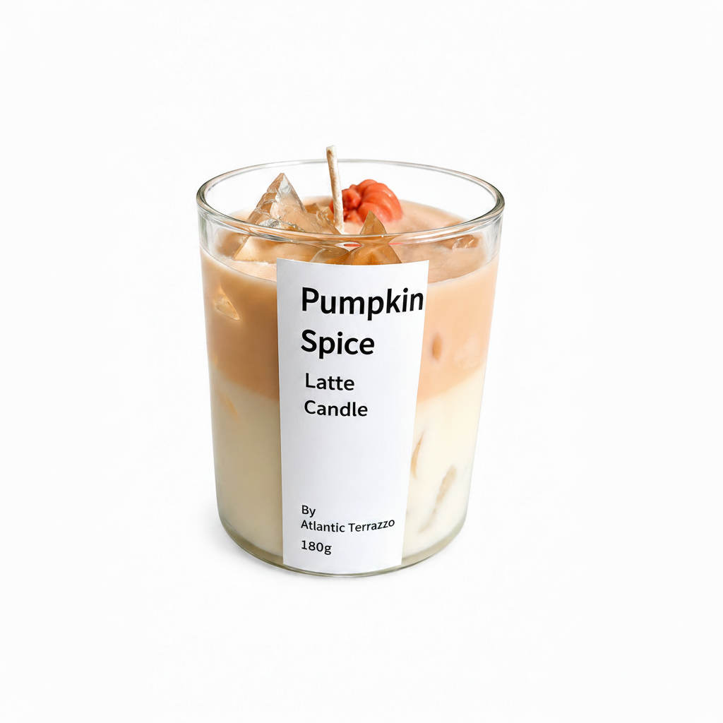 Pumpkin Spice Latte Candle with white space